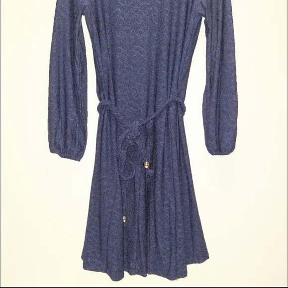 Michael Kors Navy Blue Rope Tie Waist Eyelet Dress - Picture 11 of 14